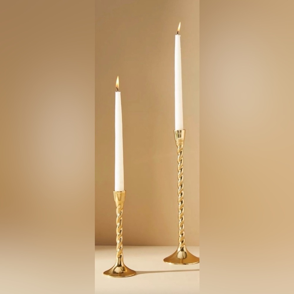 Anthropologie Lumiere Gold Candle Holders with Candles